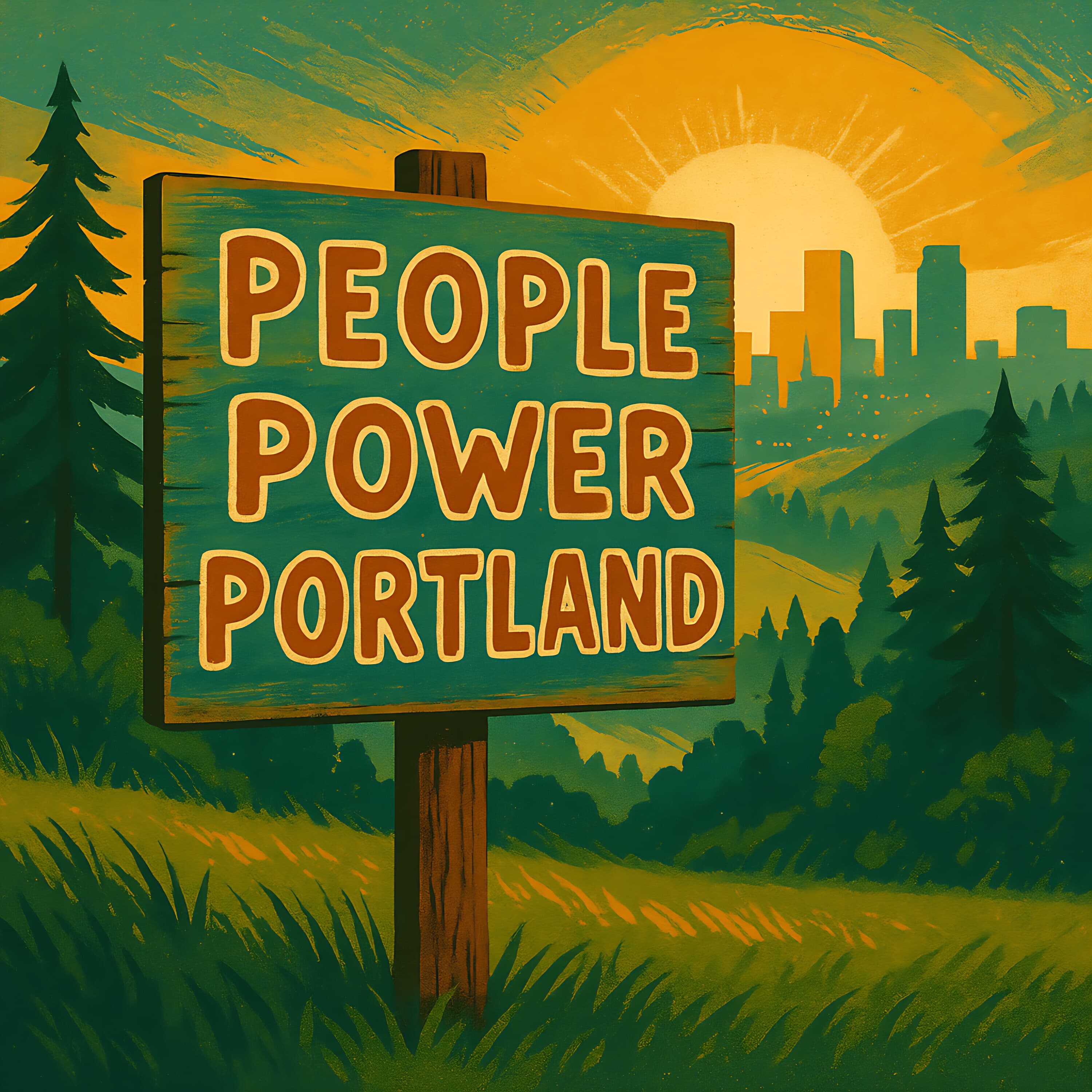 Protest sign reading: PEOPLE POWER PORTLAND