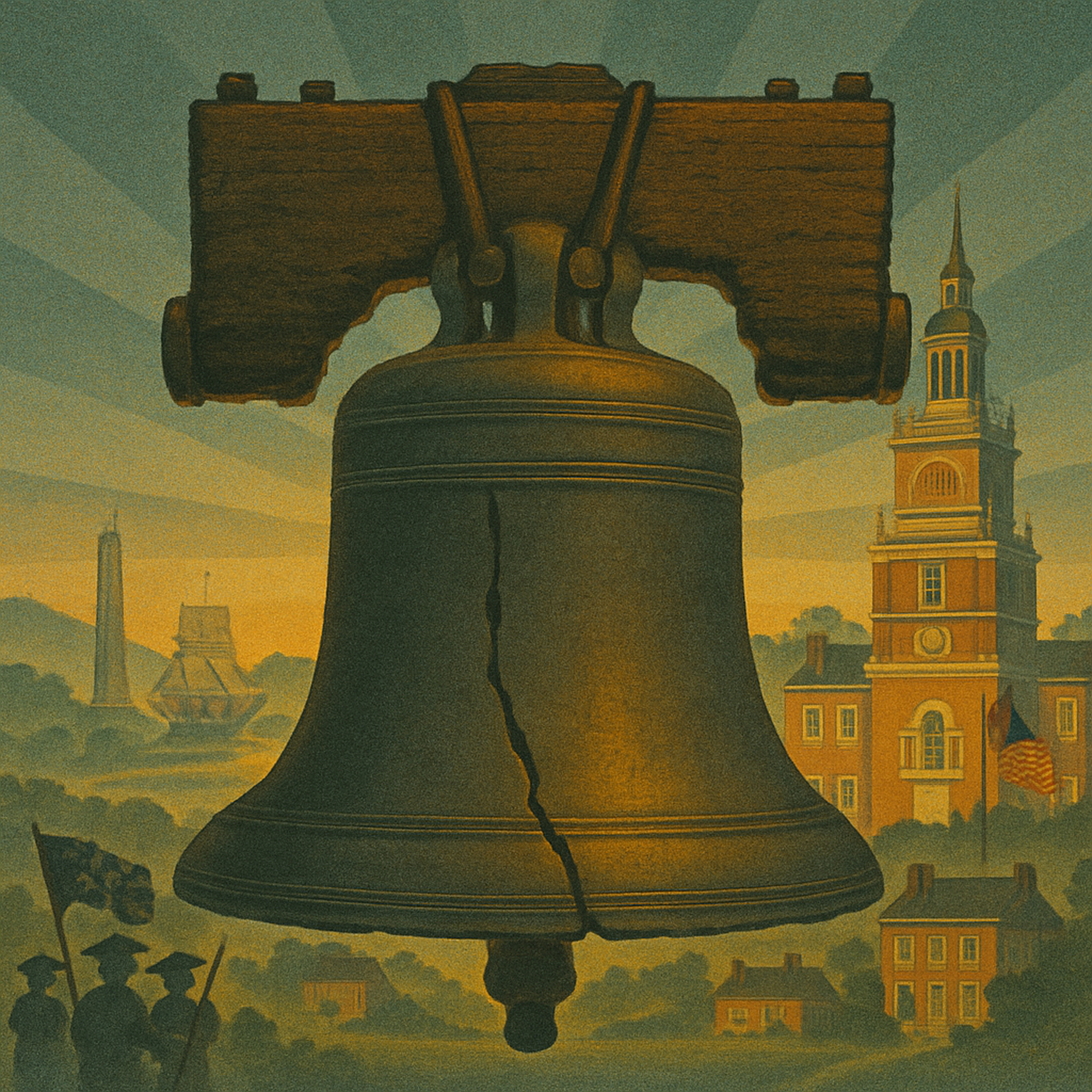 Historic bell silhouette in warm light.