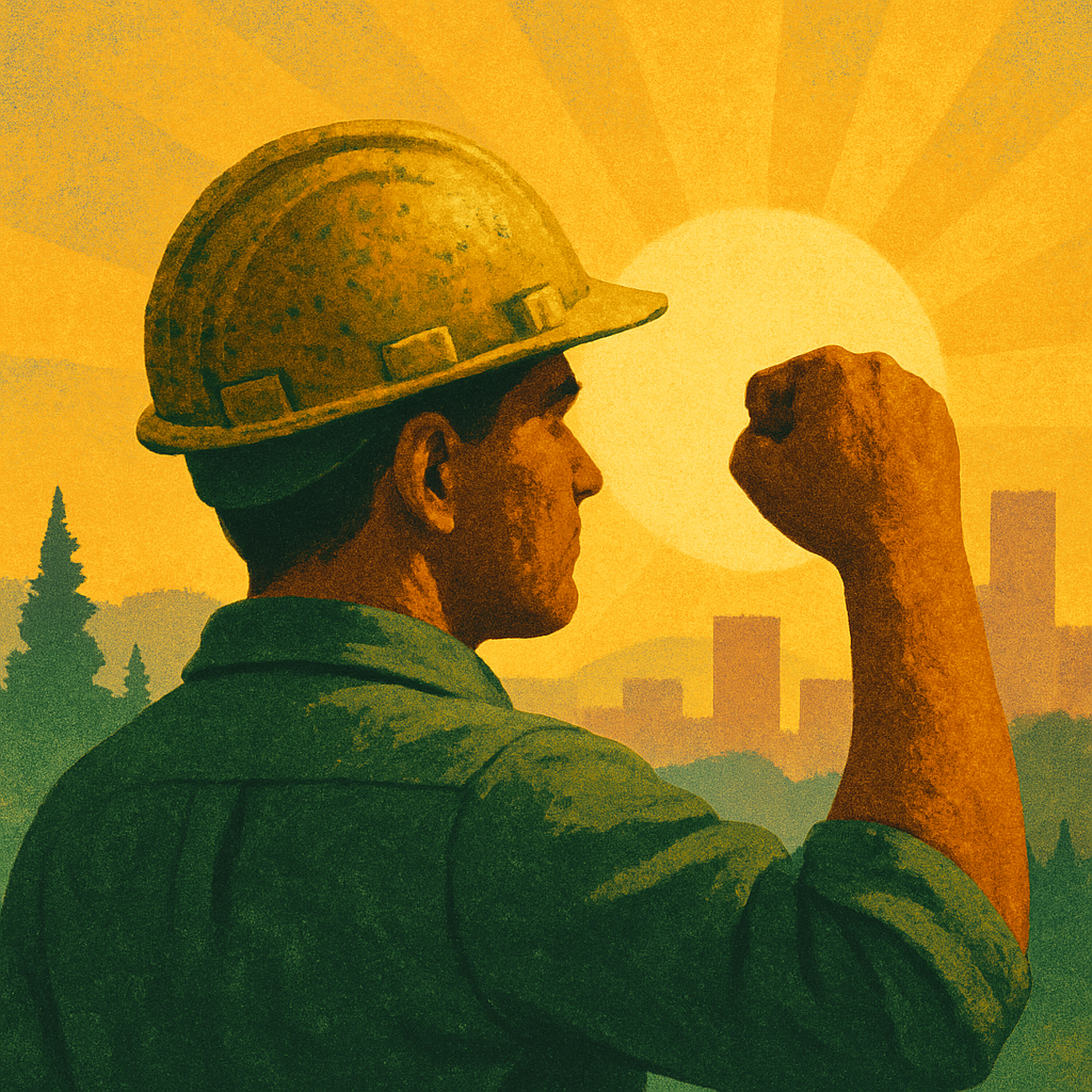 Bright Green artwork: raised fist