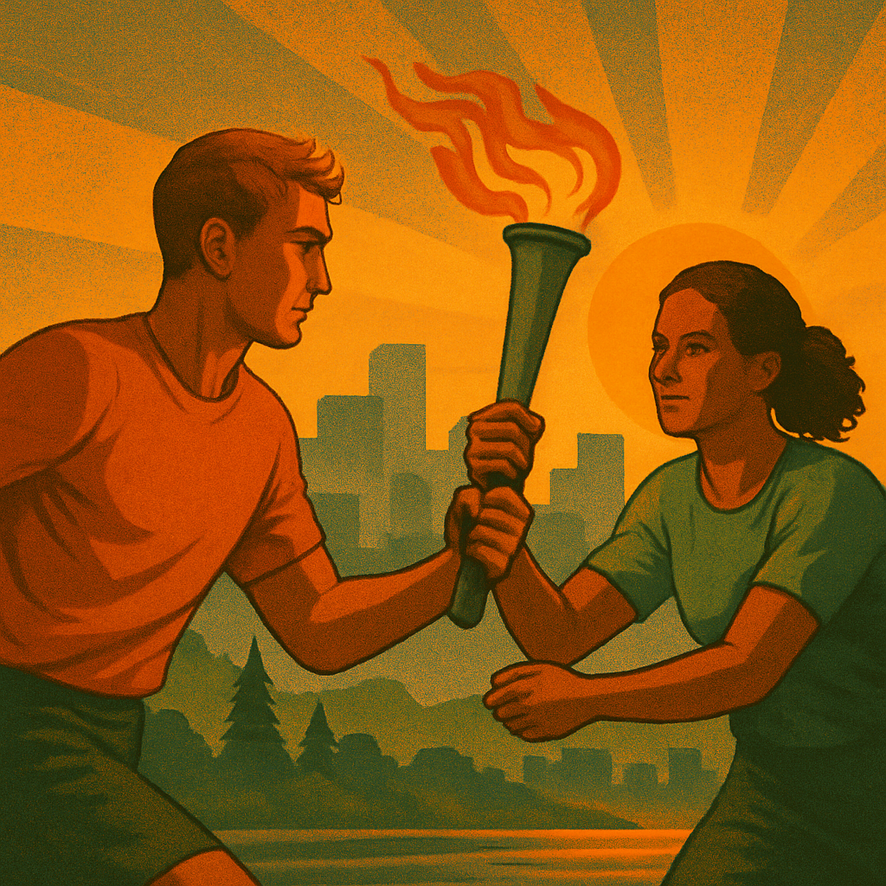 Neighbors passing the torch.