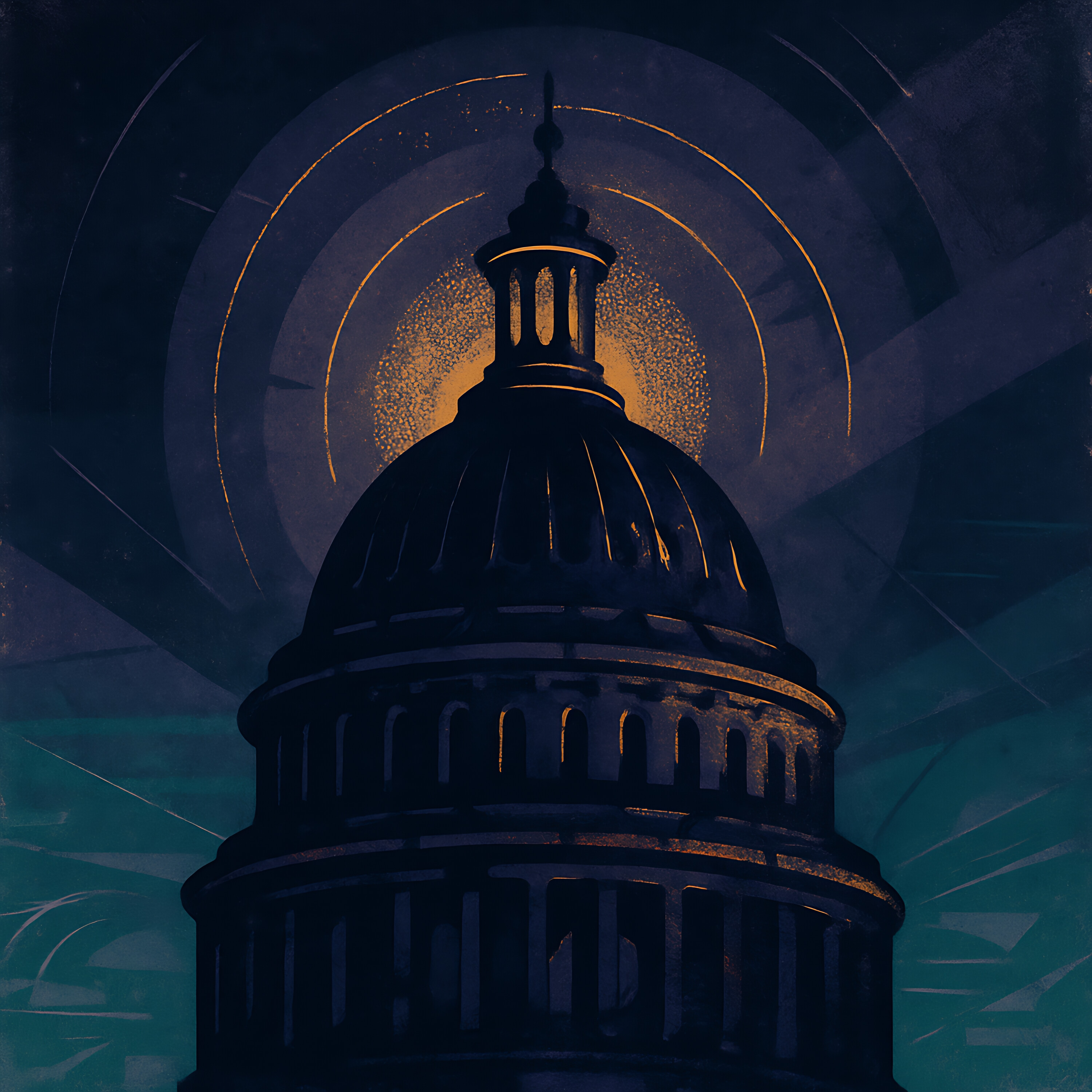 Capitol dome motif suggesting unity and civic purpose.